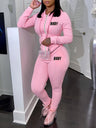 Womens Two-Piece Sweatshirt Set With Hoodie And Lettering Fashionable Outfit